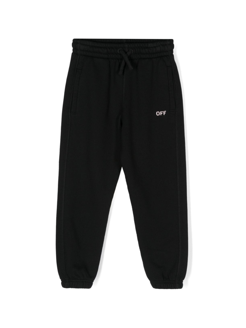 Pantaloni sportivi con stampa per bambina Off-White Kids nero con stampa con logo davanti – Accessorio premium elegante