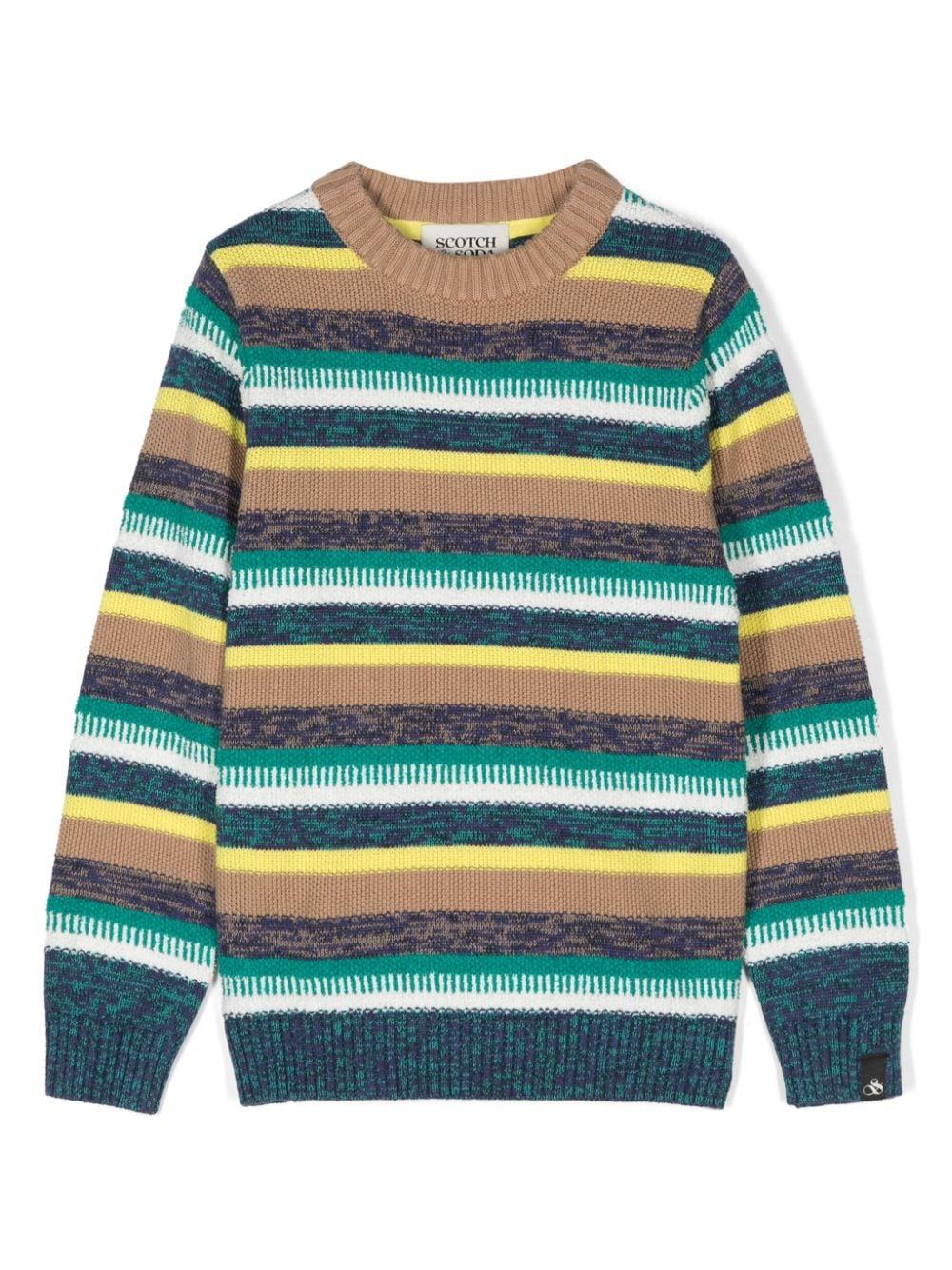 Maglione per bambino Scotch & Soda verde a righe orizzontali – Accessorio premium elegante