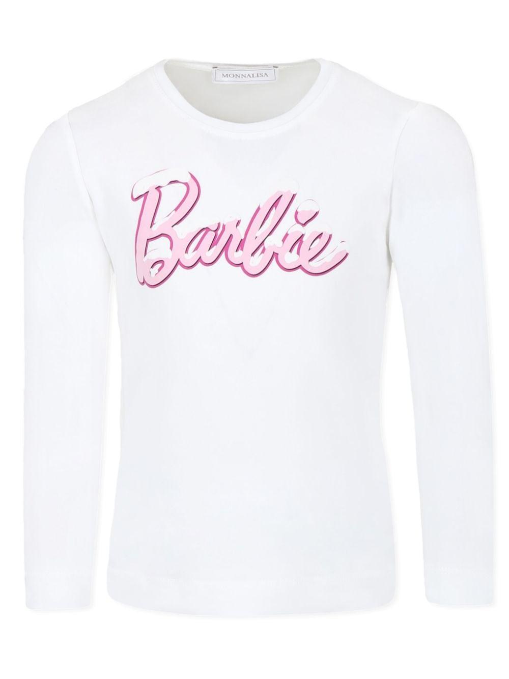 T-shirt per bambina Monnalisa x Barbie bianco a maniche lunghe – Accessorio premium elegante