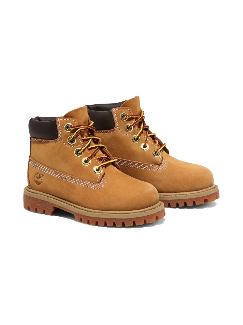 Stivali impermeabili Timberland Kids beige con logo laterale – Accessorio premium elegante