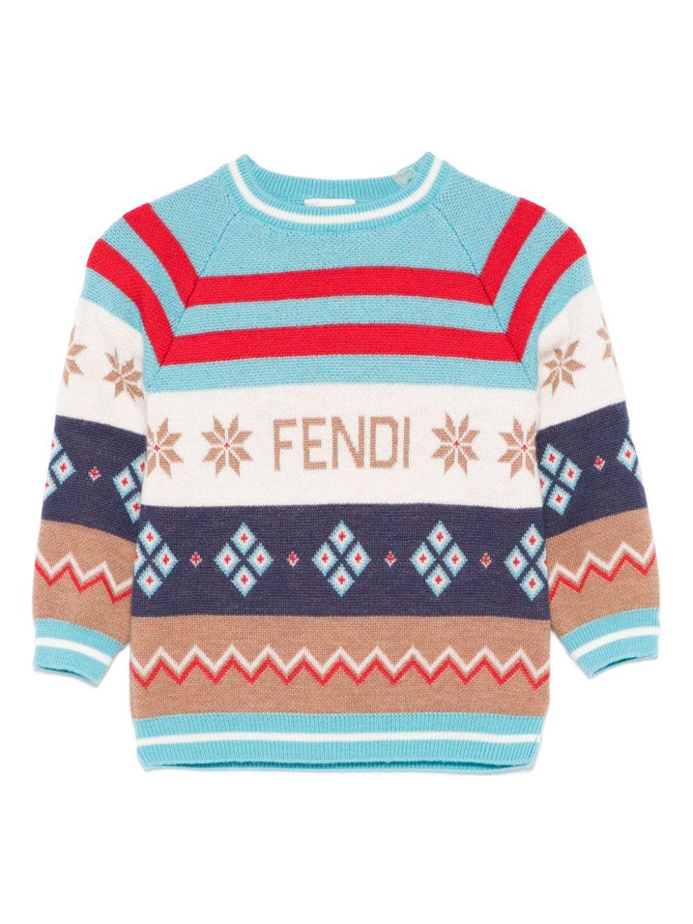 Maglione per neonati Fendi Kids multicolore con stampa all-over – Accessorio premium elegante
