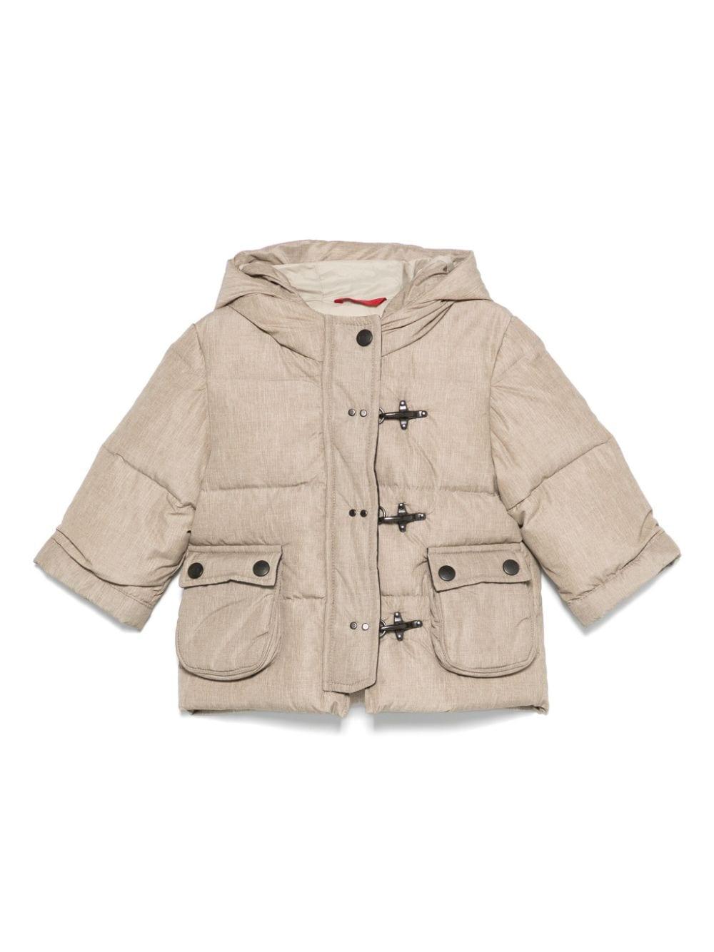 Giubbino per neonato Fay Kids beige con cappuccio e chiusura a gancio – Accessorio premium elegante