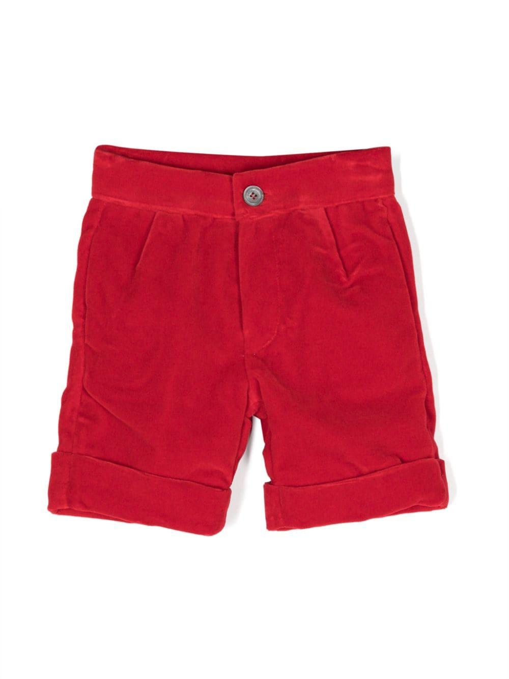 Shorts con ruches per neonato La Stupenderia rosso con orlo con risvolto – Accessorio premium elegante