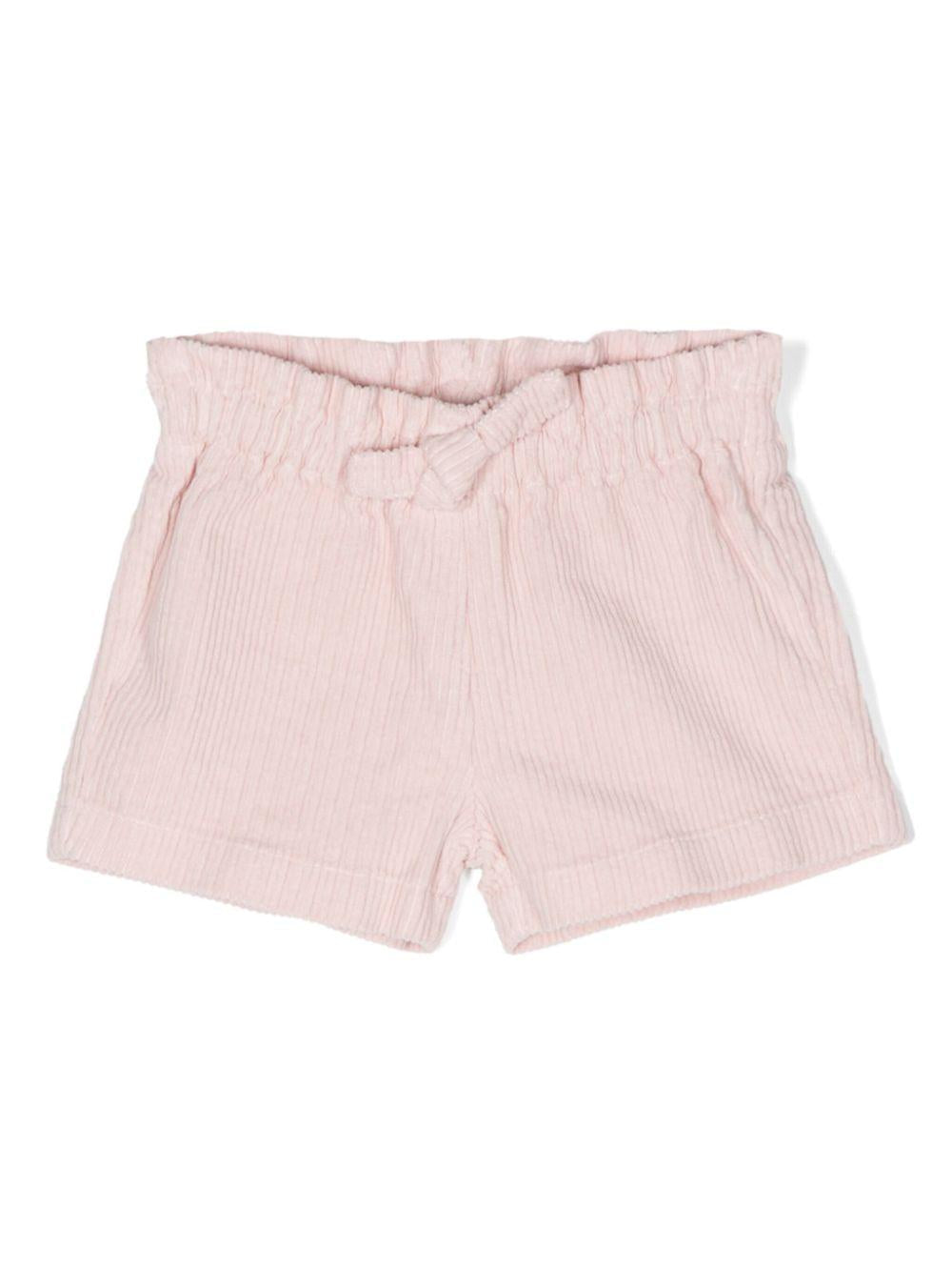 Shorts a coste per bambina Il Gufo rosa con dettaglio fiocco – Accessorio premium elegante