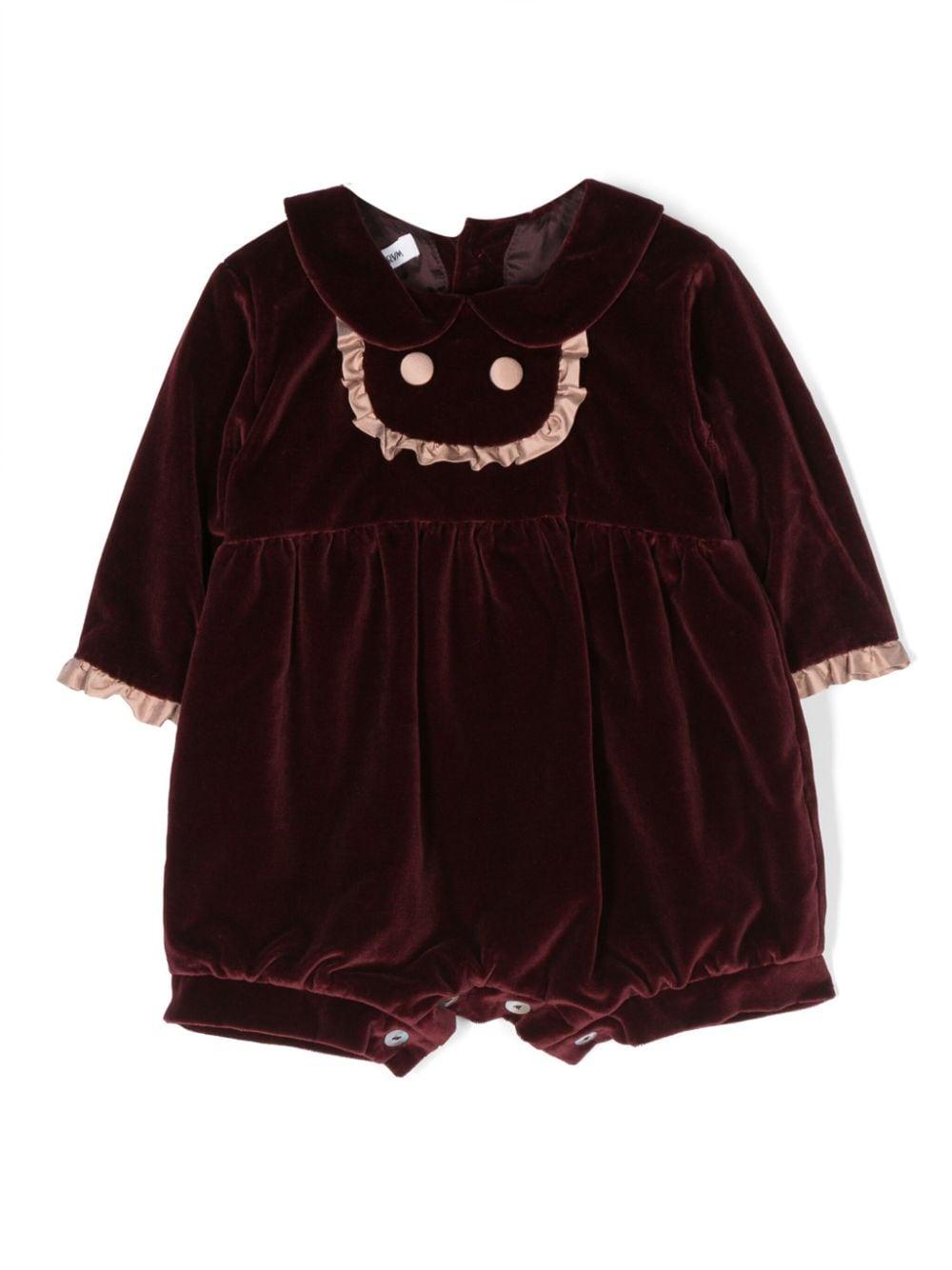 Tutina per neonata Jesurum Baby bordeaux con dettaglio colletto – Accessorio premium elegante