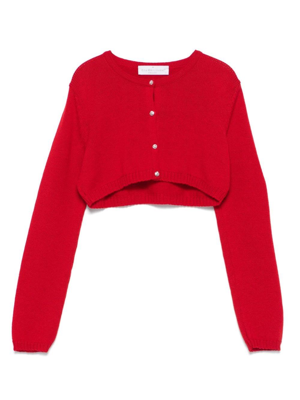 Cardigan crop per bambina Colorichiari rosso con design lavorato a maglia – Accessorio premium elegante