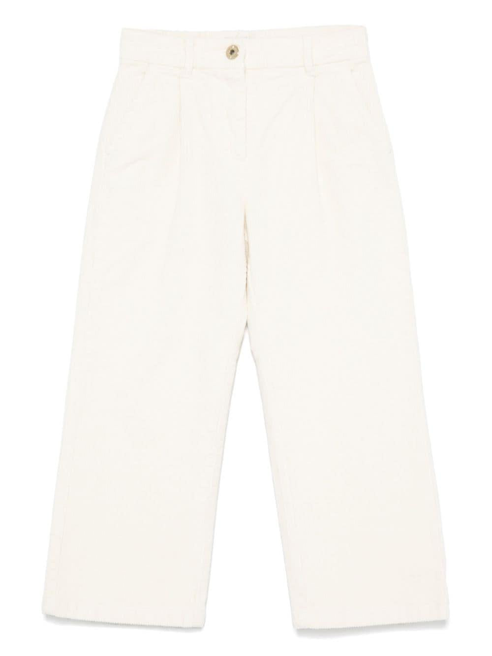 Pantaloni di velluto a coste per bambino Moschino Kids bianchi con due tasche lateralil – Accessorio premium elegante