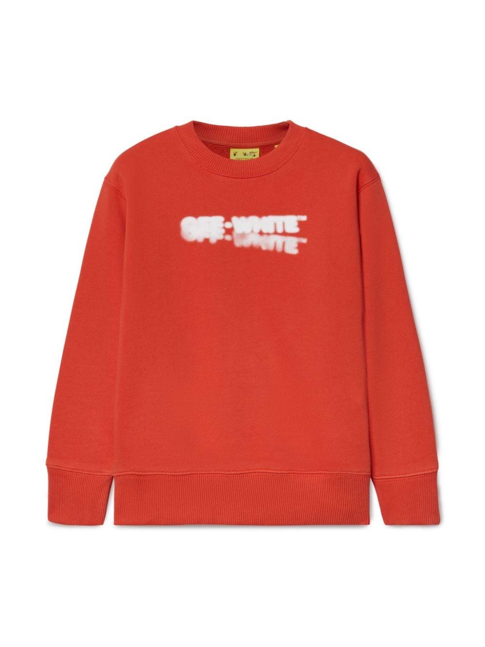 Felpa in cotone sbiadito Arrow per bambino Off-White Kids rosso con spalle scese – Accessorio premium elegante