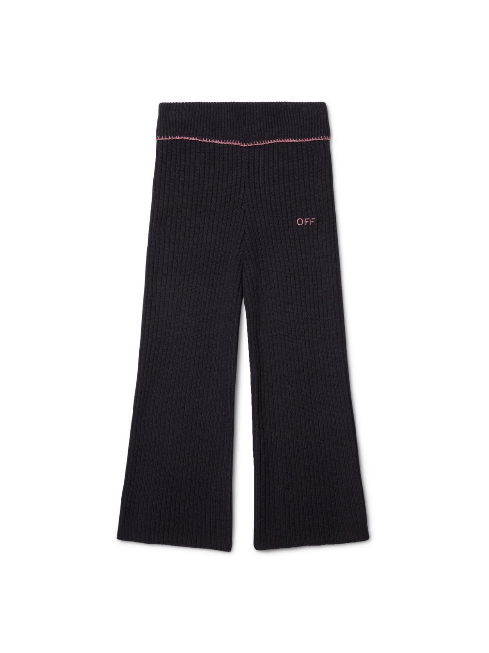 Pantaloni Off Stamp a coste per bambina Off-White Kids nero con logo sulla gamba – Accessorio premium elegante