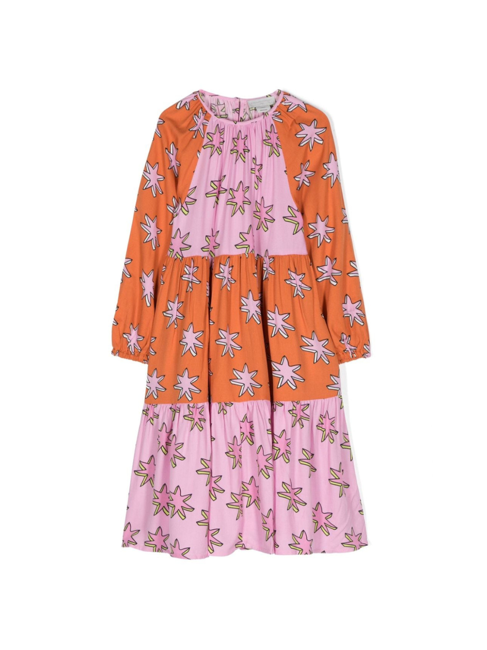 Abito per bambina Stella McCartney Kids Bright Stars arancione e rosa con grafica – Accessorio premium elegante