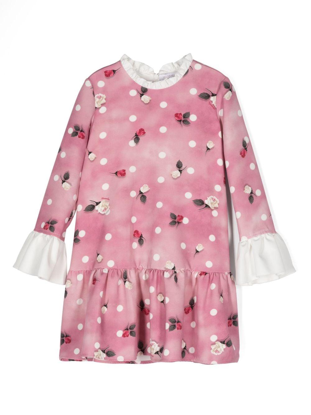 Abito per bambina Monnalisa rosa svasato a fiori – Accessorio premium elegante