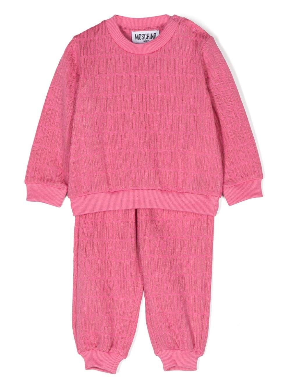 Tuta sportiva per neonata Moschino Kids rosa con logo jacquard – Accessorio premium elegante