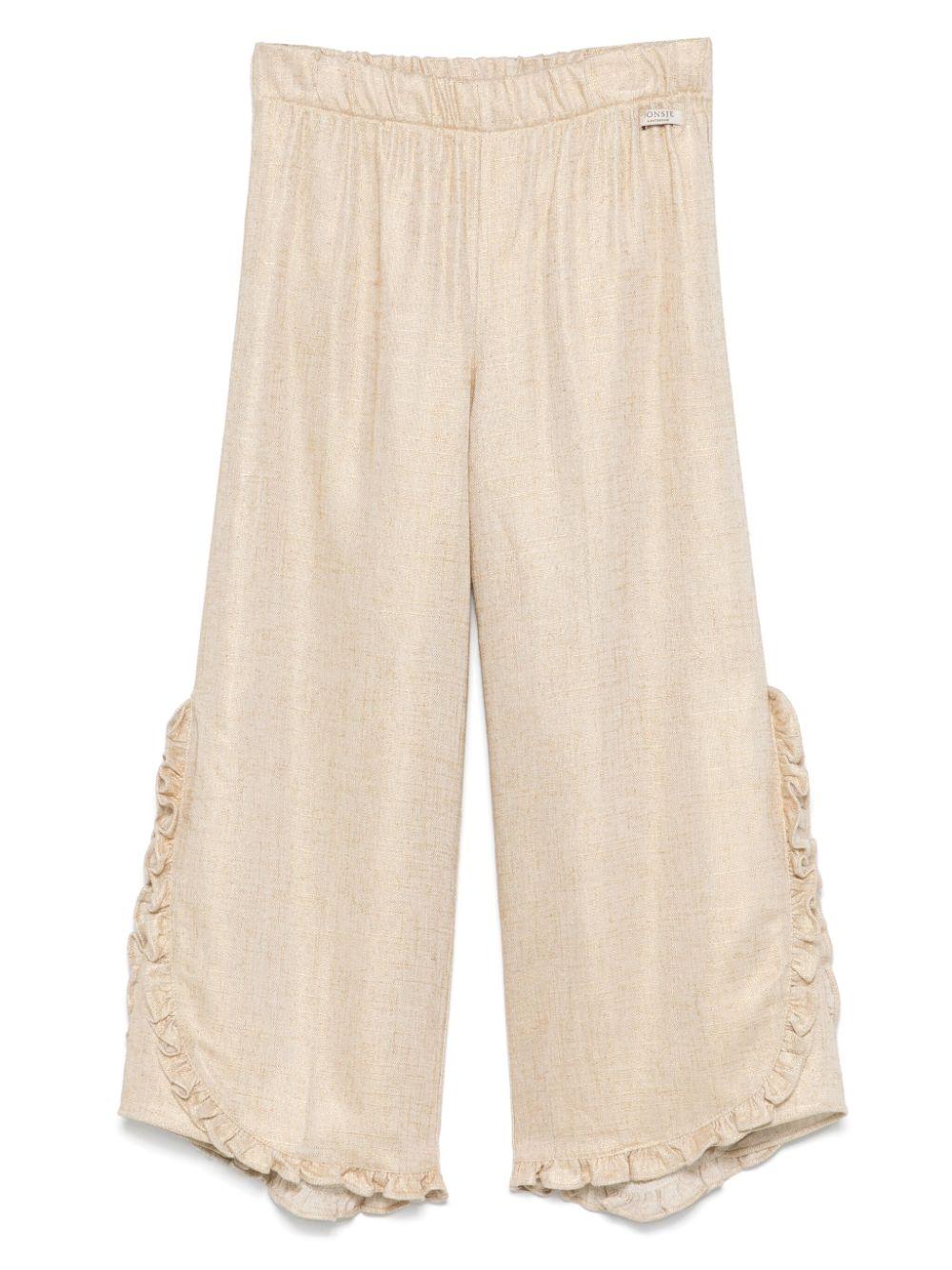 Pantaloni Pipp per bambina Donsje beige con trama metallizzata – Accessorio premium elegante