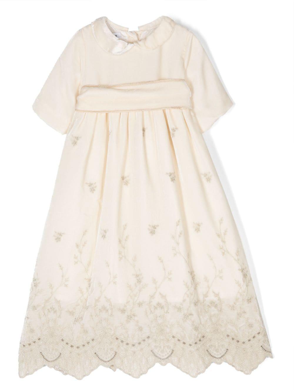 Abito per bambina Jesurum Baby Cà Rezzonico beige con ricamo – Accessorio premium elegante