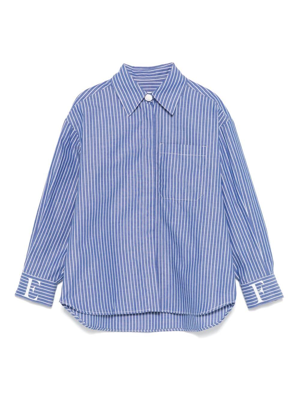 Camicia a righe per bambina Elisabetta Franchi La Mia Bambina blu con orlo curvo – Accessorio premium elegante