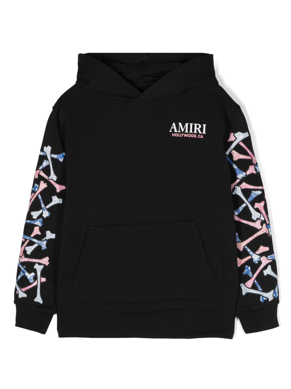 Felpa per bambino Amiri Kids nero con stampa bandana sulle maniche – Accessorio premium elegante