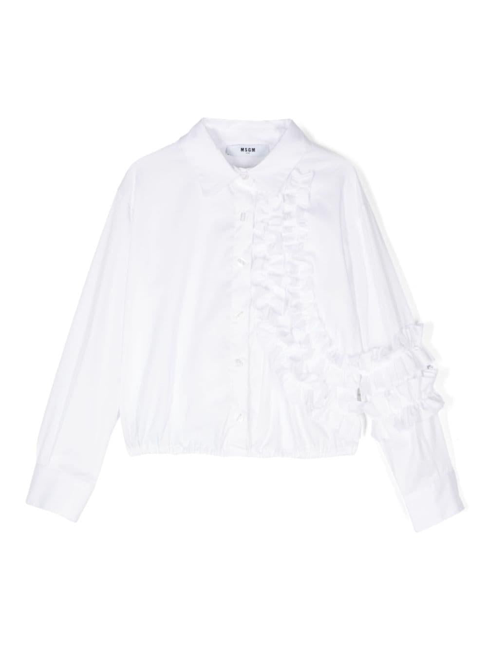 Camicia bianca per bambina in popeline MSGM Kids – Accessorio premium elegante