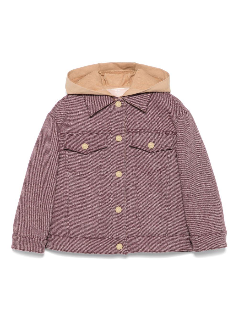 Giubbino per bambina Elisabetta Franchi La Mia Bambina rosso con cappuccio e tasche anteriori – Accessorio premium elegante
