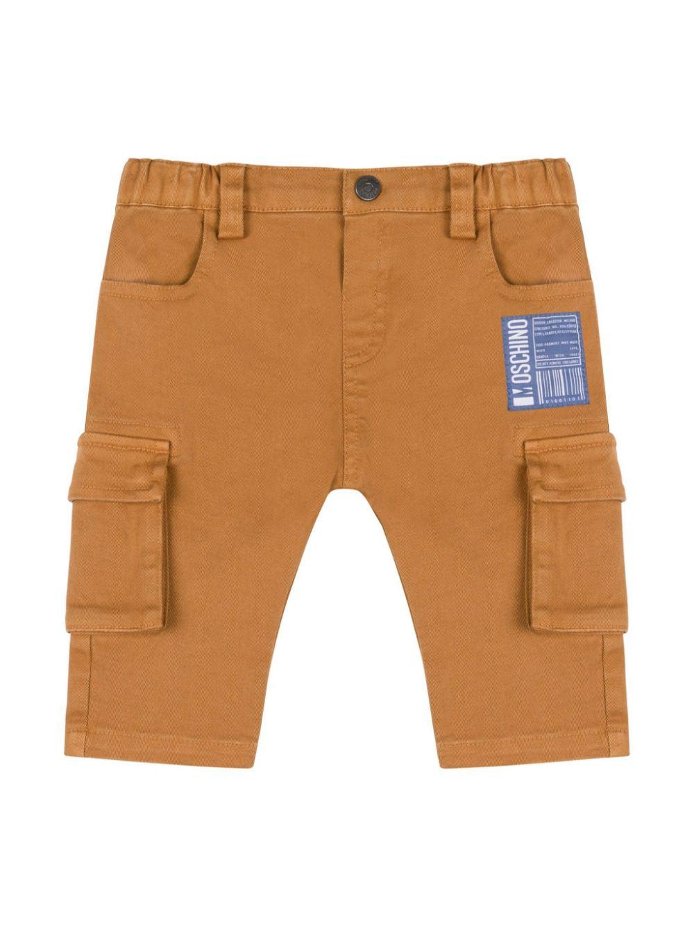 Cargo con applicazione per neonato Moschino Kids beige con applicazione con logo – Accessorio premium elegante