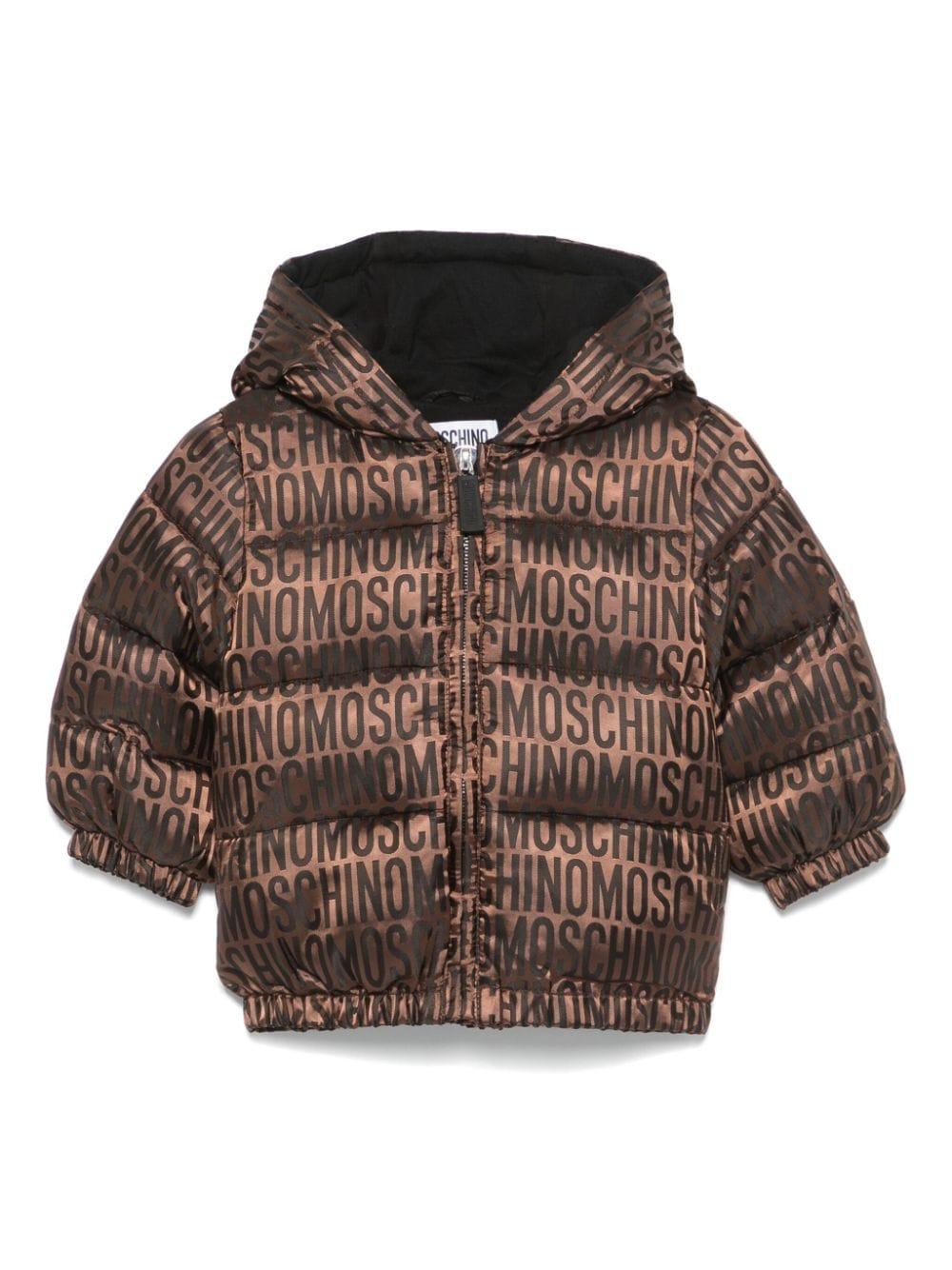 Giubbino per neonato Moschino Kids marrone con logo jacquard – Accessorio premium elegante