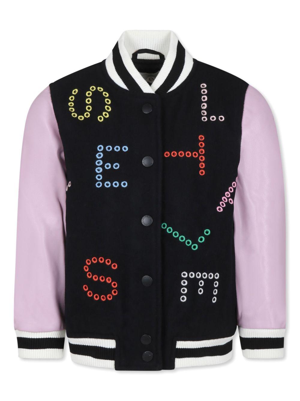 Bomber per bambina Stella McCartney Kids nero con ricamo – Accessorio premium elegante