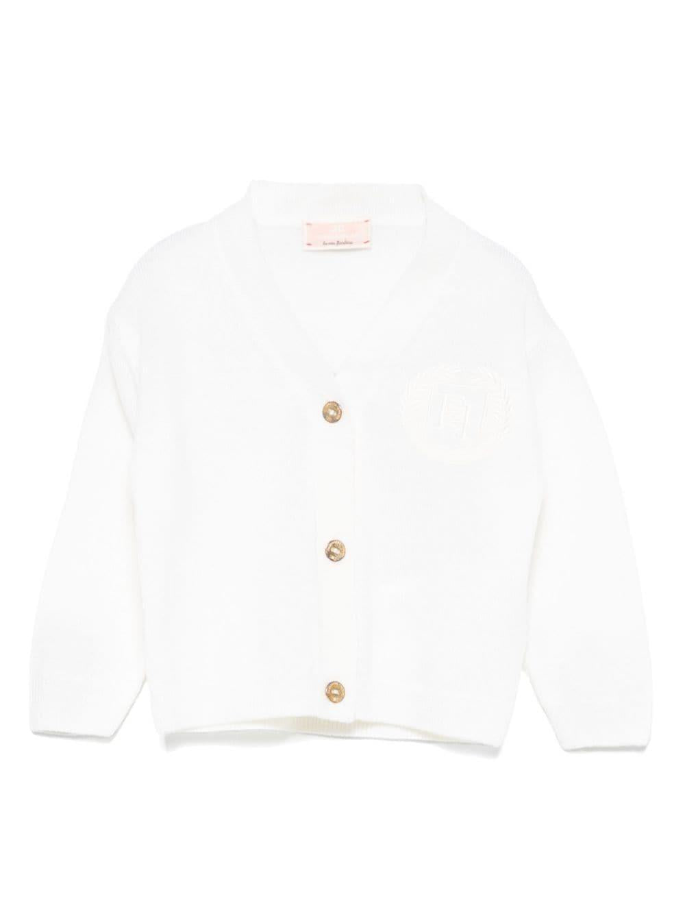 Cardigan per neonata Elisabetta Franchi La Mia Bambina nero con logo ricamato sul petto – Accessorio premium elegante