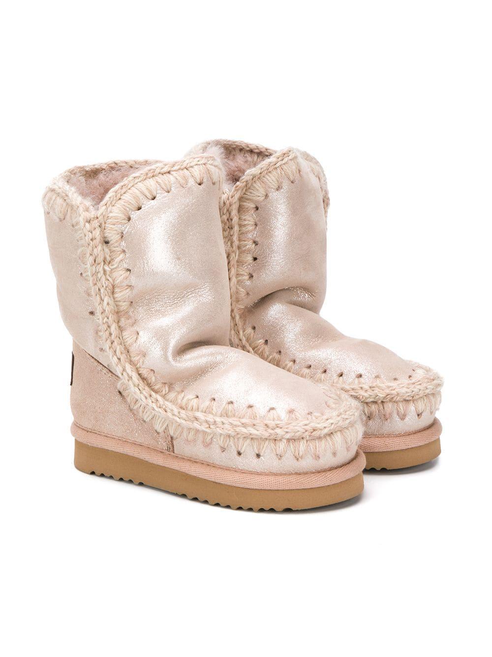 Stivaletti Eskimo per bambina Mou Kids beige con effetto metalizzato – Accessorio premium elegante