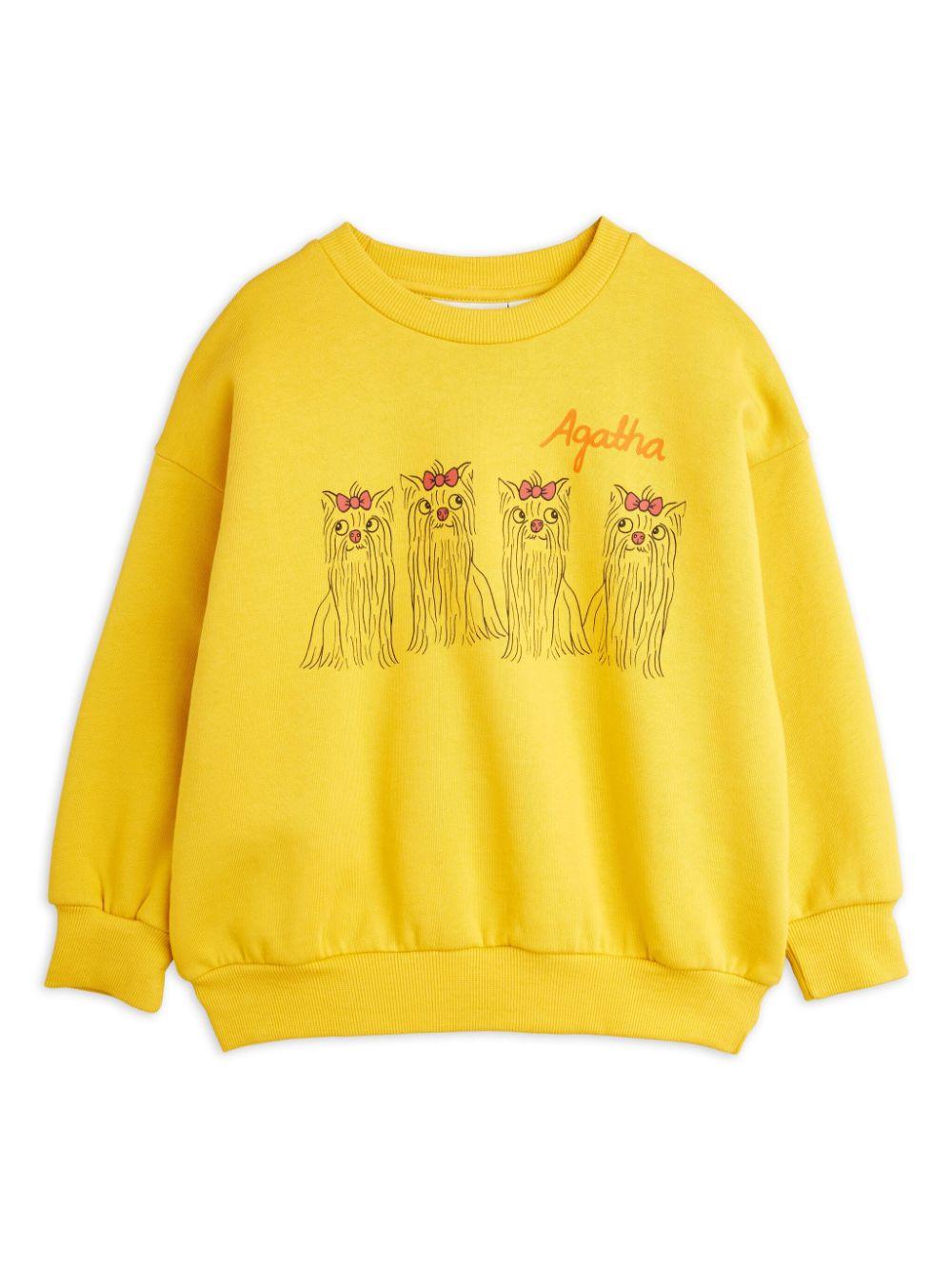Felpa gialla per bambina con stampa grafica cani Mini Rodini – Accessorio premium elegante