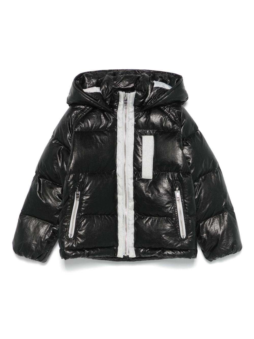 Giubbino per bambina Givenchy Kids nero imbottito con logo ricamato sul cappuccio – Accessorio premium elegante