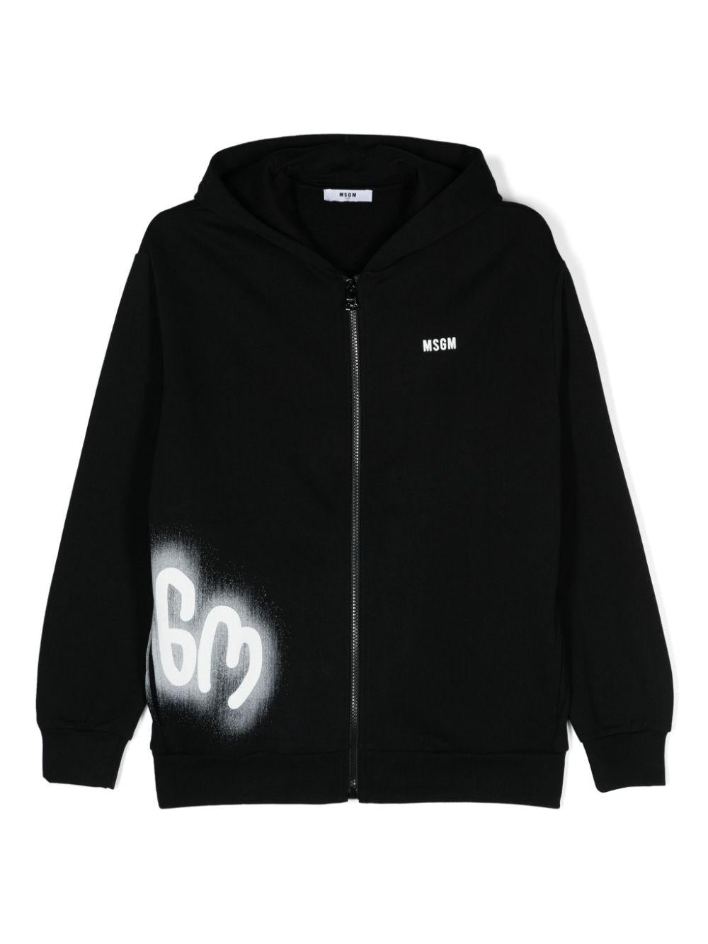 Felpa con stampa per bambino MSGM Kids nero con cappuccio – Accessorio premium elegante