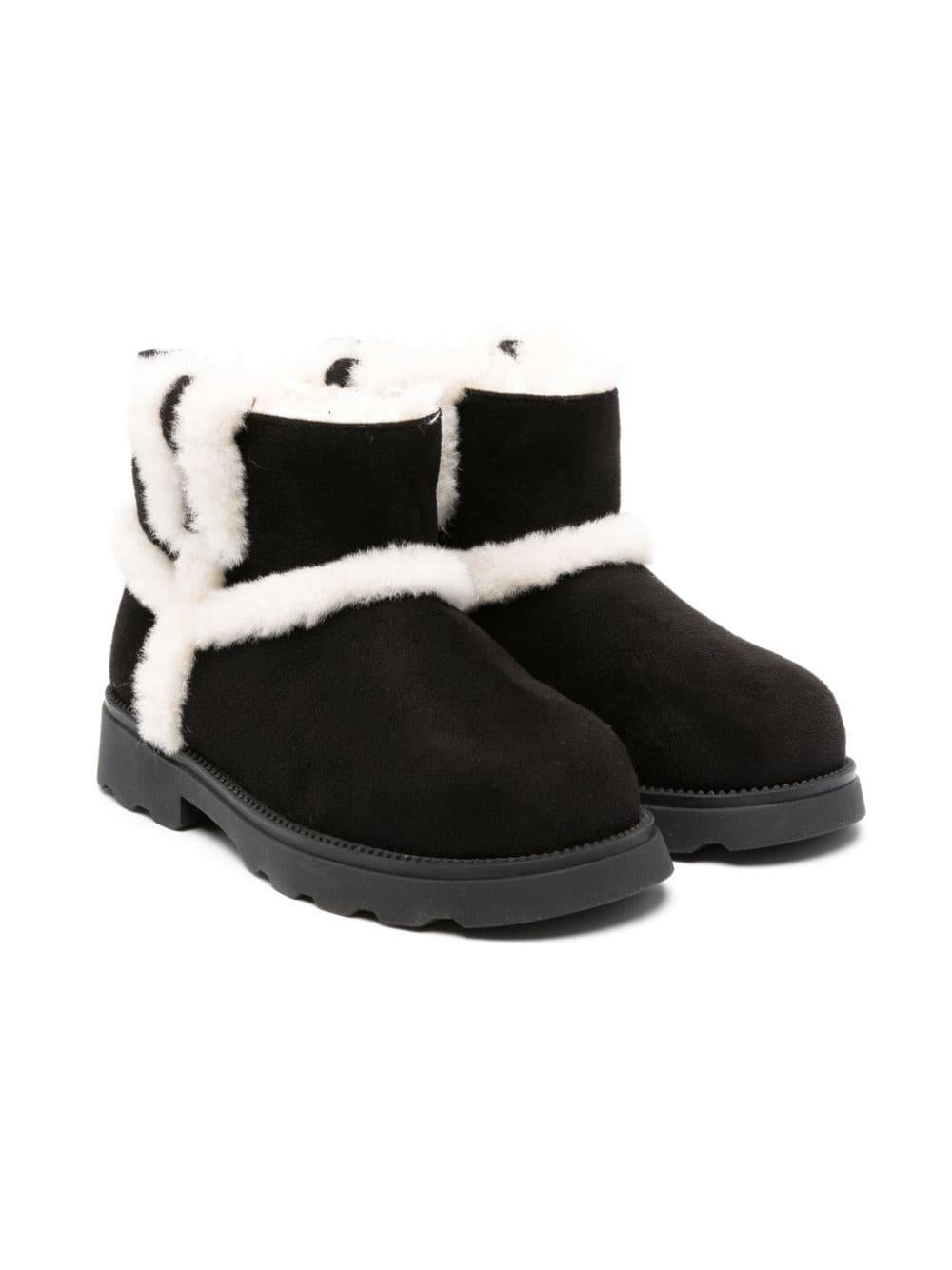 Stivaletti per bambina Monnalisa nero con finta pelliccia bianca – Accessorio premium elegante