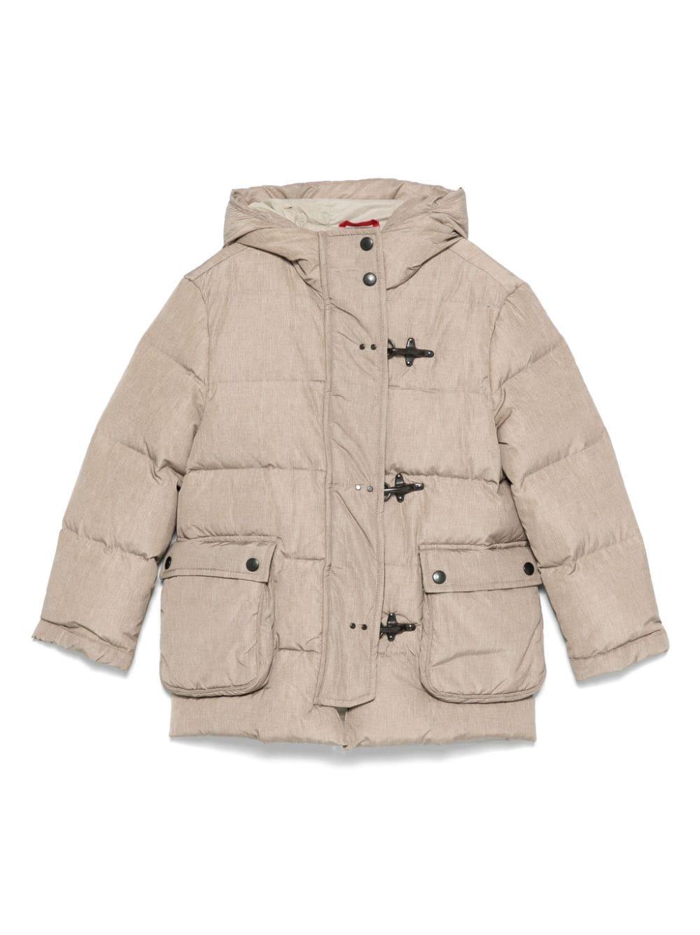 Giubbino per bambino Fay Kids beige con cappuccio e chiusura a gancio – Accessorio premium elegante