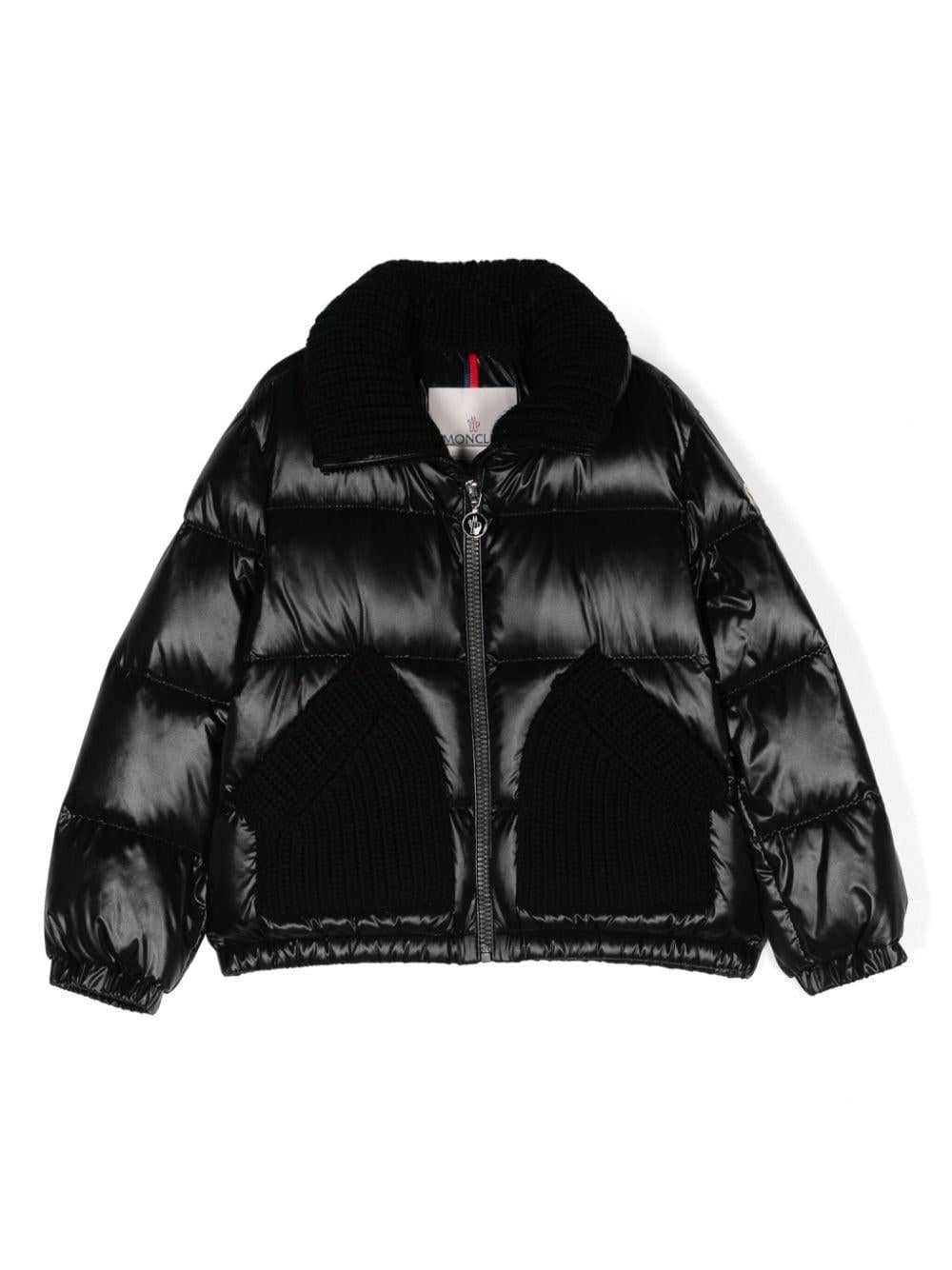 Piumino con inserti in maglia per bambina Moncler Enfant nero con inserti in maglia – Accessorio premium elegante