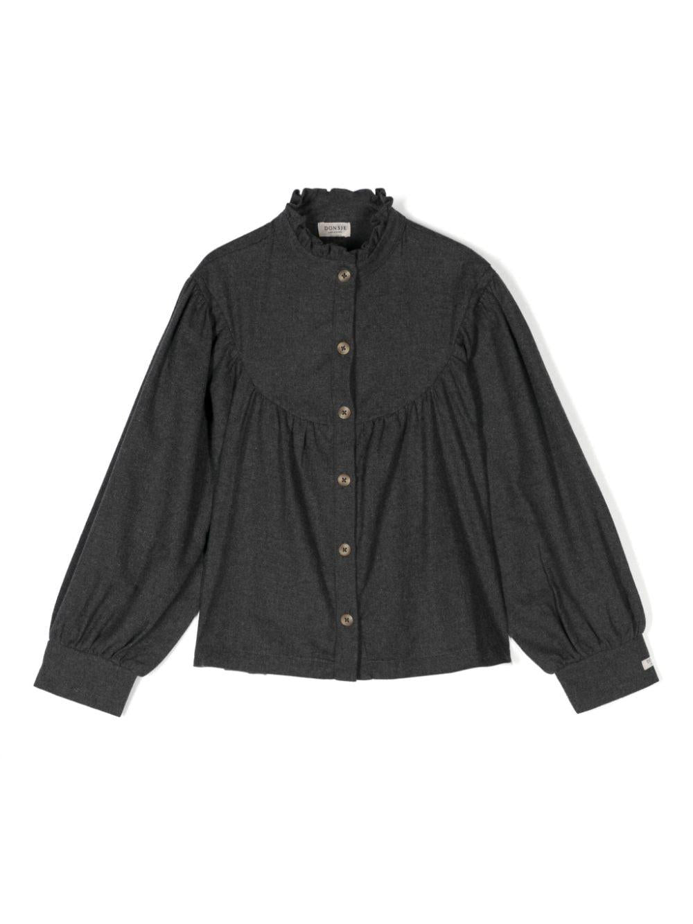 Camicia per bambina Donsje Dizze grigio con colletto con increspature – Accessorio premium elegante