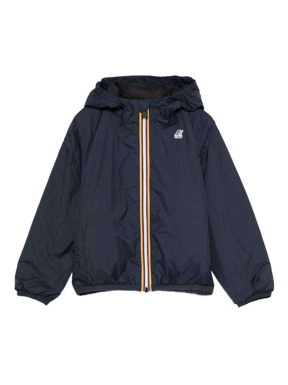 Giacca per bambino K Way Kids Le Vrai blu con dettagli a righe – Accessorio premium elegante