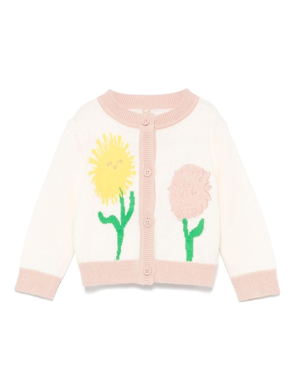 Cardigan beige per neonata con ricamo a fiori Stella McCartney Kids – Accessorio premium elegante