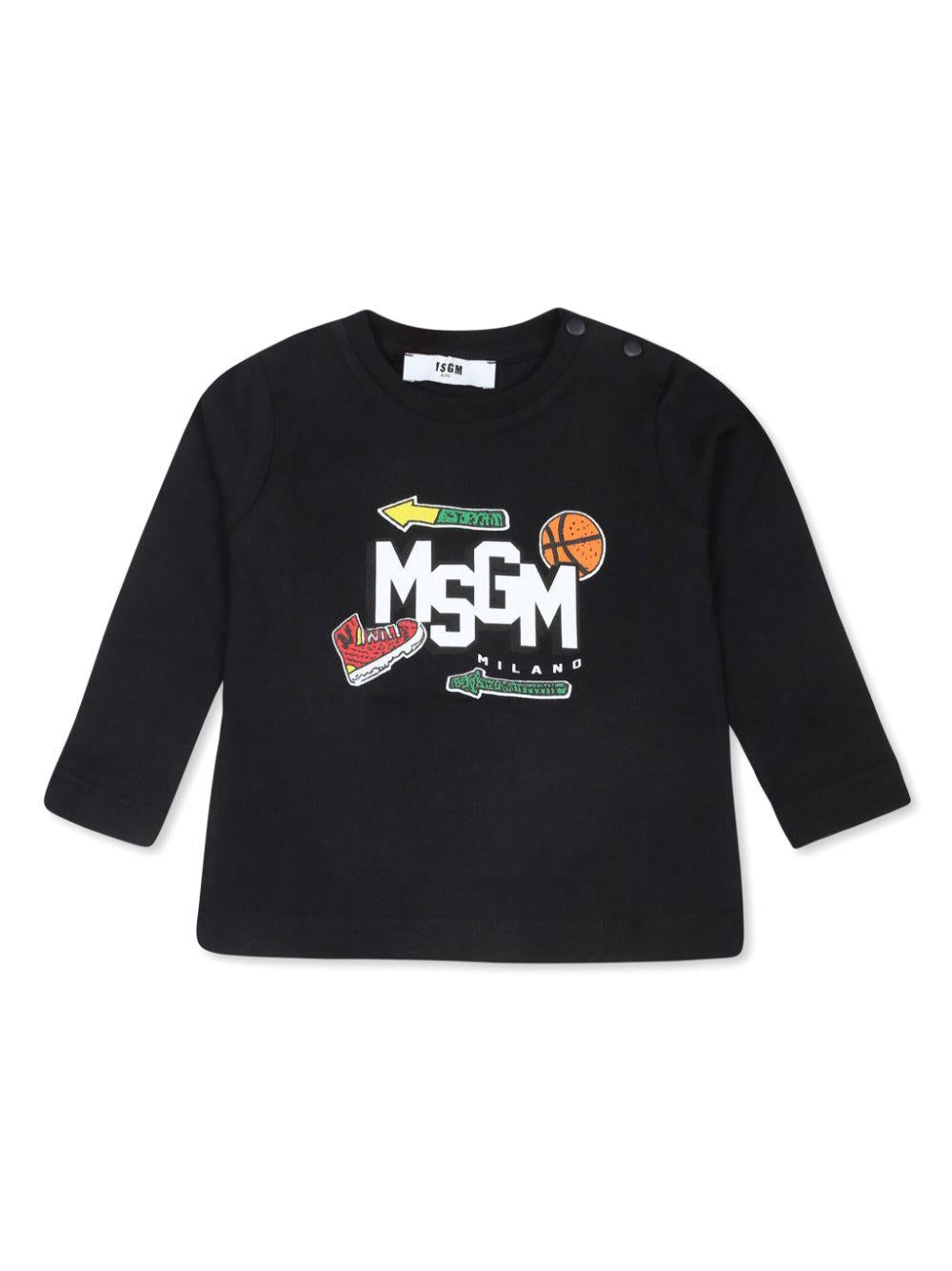 T-shirt per neonato MSGM Kids nero con stampa basket MSGM Kids Milano – Accessorio premium elegante