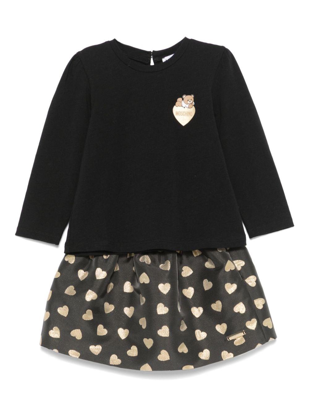Set gonna con ricamo per neonata Moschino Kids nero con girocollo – Accessorio premium elegante