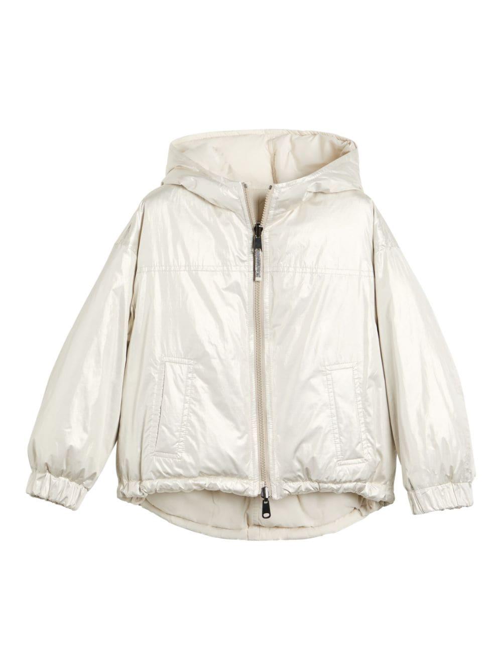 Piumino per bambina Brunello Cucinelli Kids bianco reversibile – Accessorio premium elegante