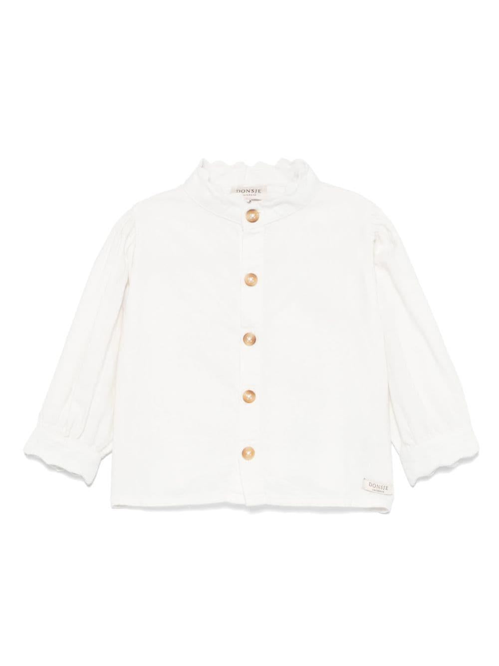 Camicia Flo per neonata Donsje bianca con colletto alla coreana – Accessorio premium elegante