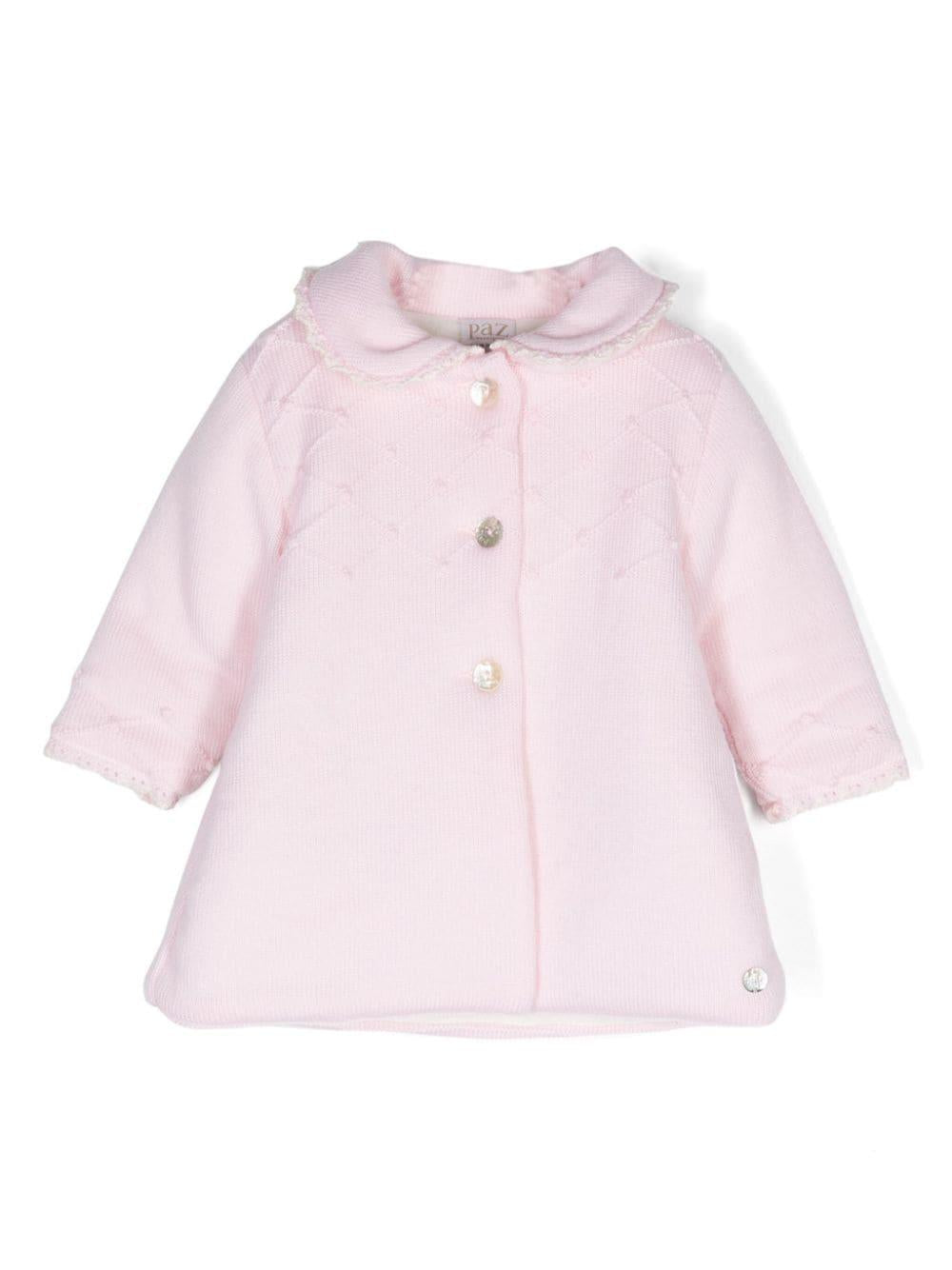 Cappotto Glaciar per neonata Paz Rodriguez rosa con bordo in pizzo – Accessorio premium elegante
