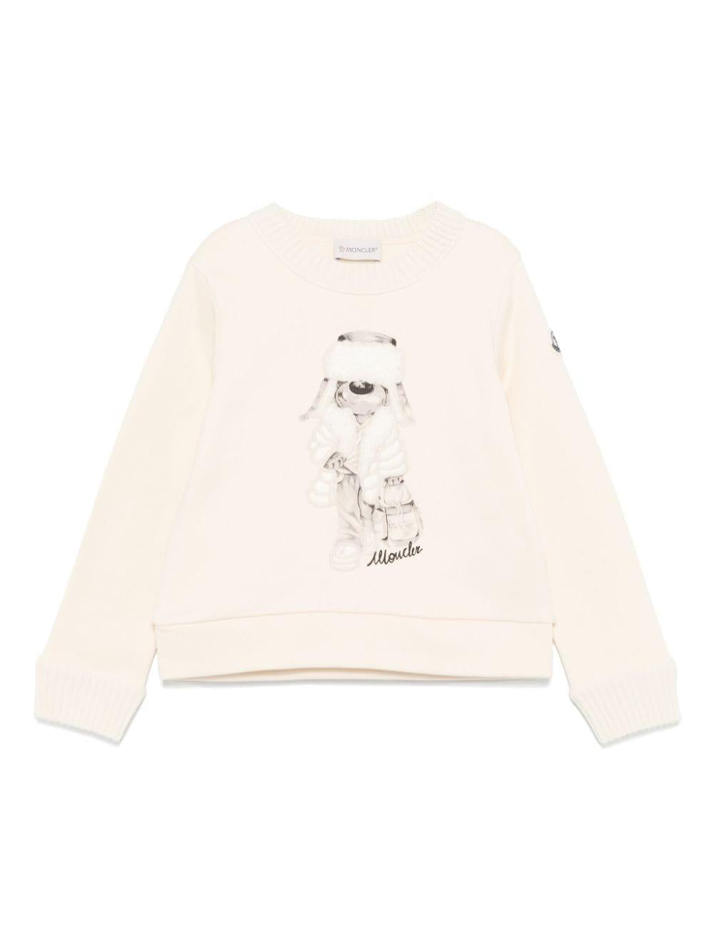 Felpa per bambina Moncler Enfant bianco con stampa cane – Accessorio premium elegante