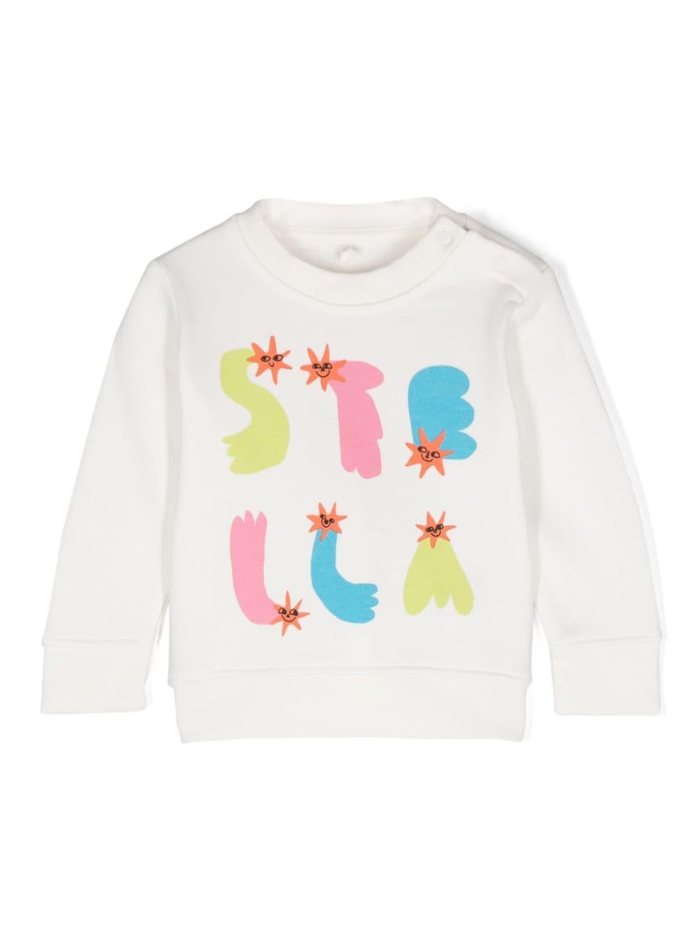 Felpa per neonata Stella McCartney Kids bianco con stampa logo – Accessorio premium elegante