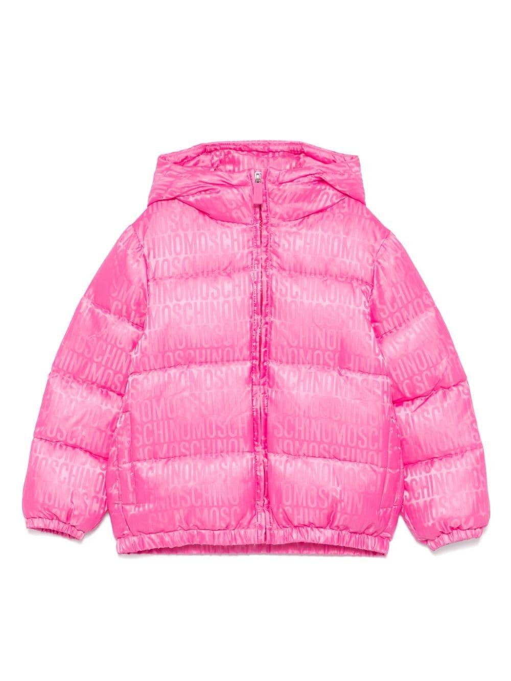 Giubbino con logo jacquard per bambina Moschino Kids fucsia con orlo elasticizzato – Accessorio premium elegante