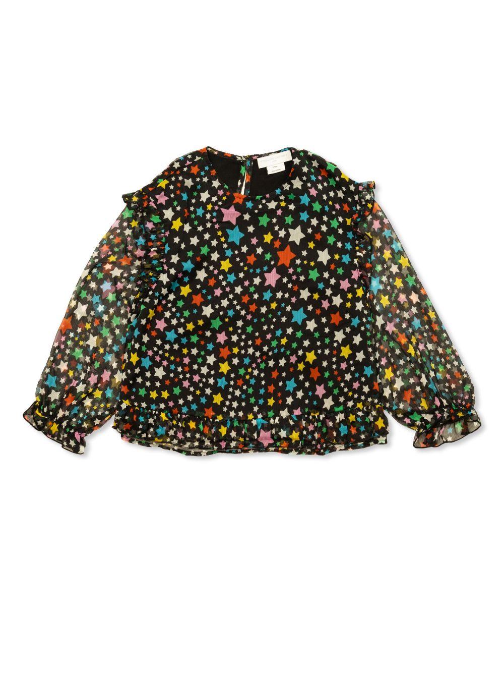 Blusa per bambina Stella McCartney Kids nero con trama effetto crêpe – Accessorio premium elegante