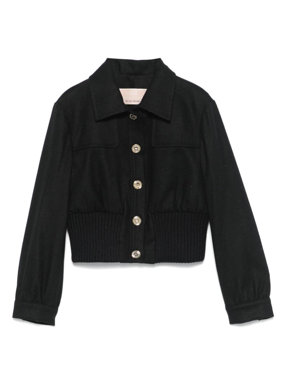 Bomber crop per bambina Elisabetta Franchi La Mia Bambina nero con bottoni color oro – Accessorio premium elegante
