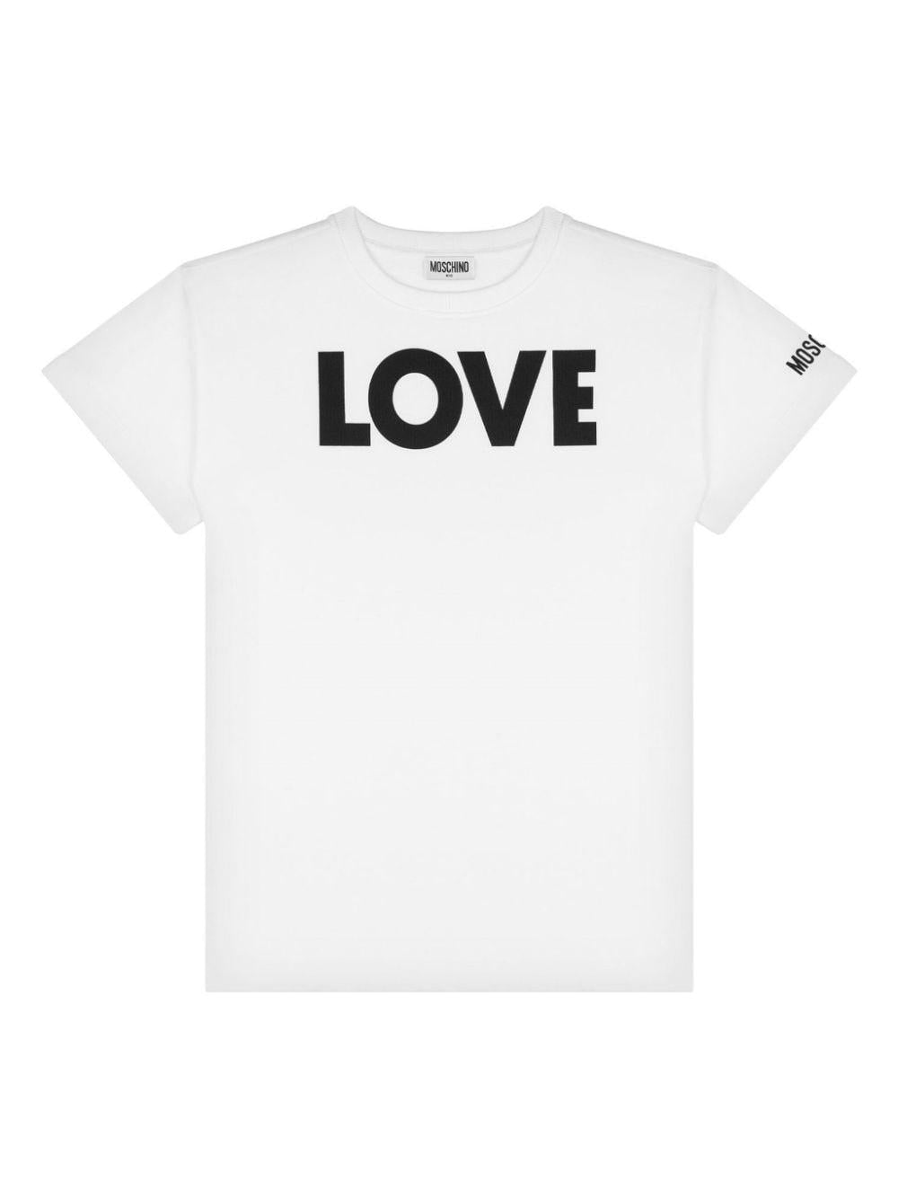 T shirt per bambina bianca Moschino con stampa LOVE nera – Accessorio premium elegante