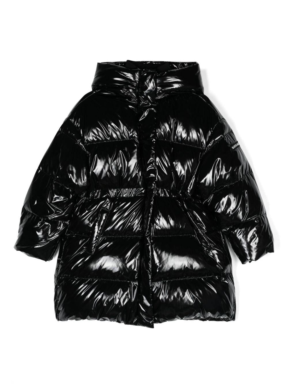 Piumino lungo per bambina Monnalisa nero con orli elasticizzati – Accessorio premium elegante