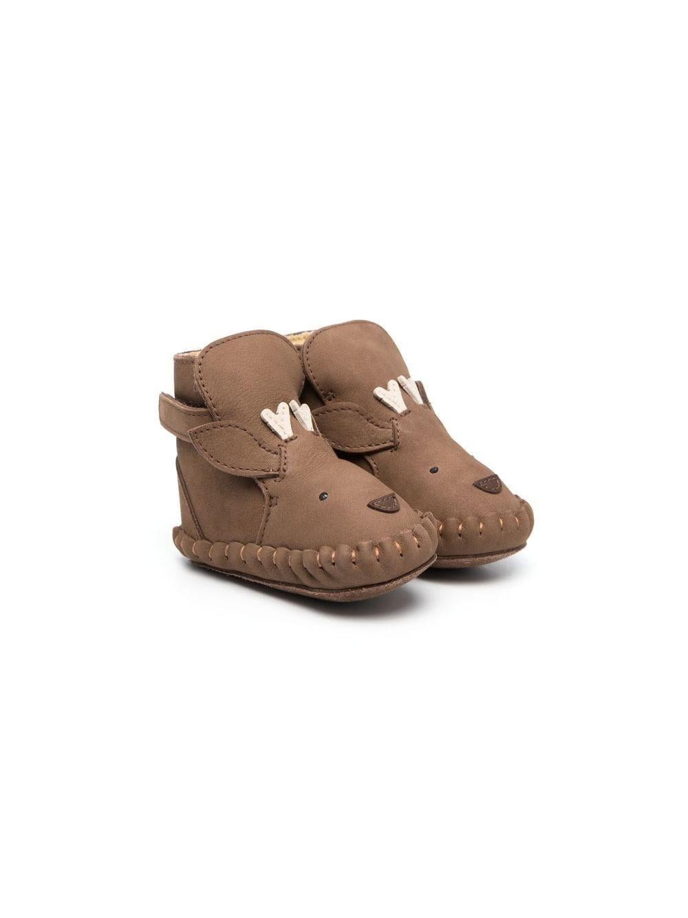 Stivali primi passi per neonati Donsje Kapi marrone con orecchie – Accessorio premium elegante