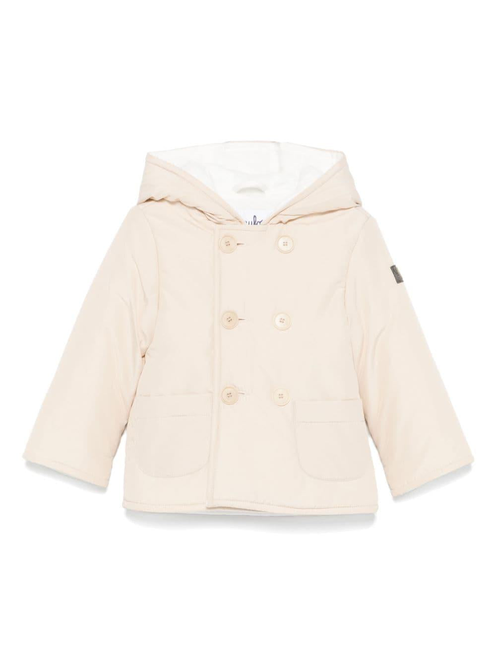 Giubbino per neonato Il Gufo beige con design doppiopetto – Accessorio premium elegante